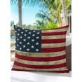 thumbnail image 6 of Outdoor Pillows Waterproof, Vintage Red American Flag Bedding Throw Pillows with Insert for Couch Sofa Bed, US Flag Stripe Retro Starts 18x18 Inch Pillowcases Decorative Patio Pillow Set of 1, 6 of 8