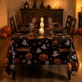 thumbnail image 5 of XIA0LE Halloween Tablecloth Disposable Plastic Table Cover 54"X 108" Pumpkin Spider Web Lovely Ghost Table Cloth For Halloween Decorations Birthday Party Dinner, Home Decor (Black), 5 of 8