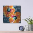 thumbnail image 4 of Luxe Metal Art 'Orange Poppies on Blue' by Linda Woods, Metal Wall Art, 12"x12", 4 of 9