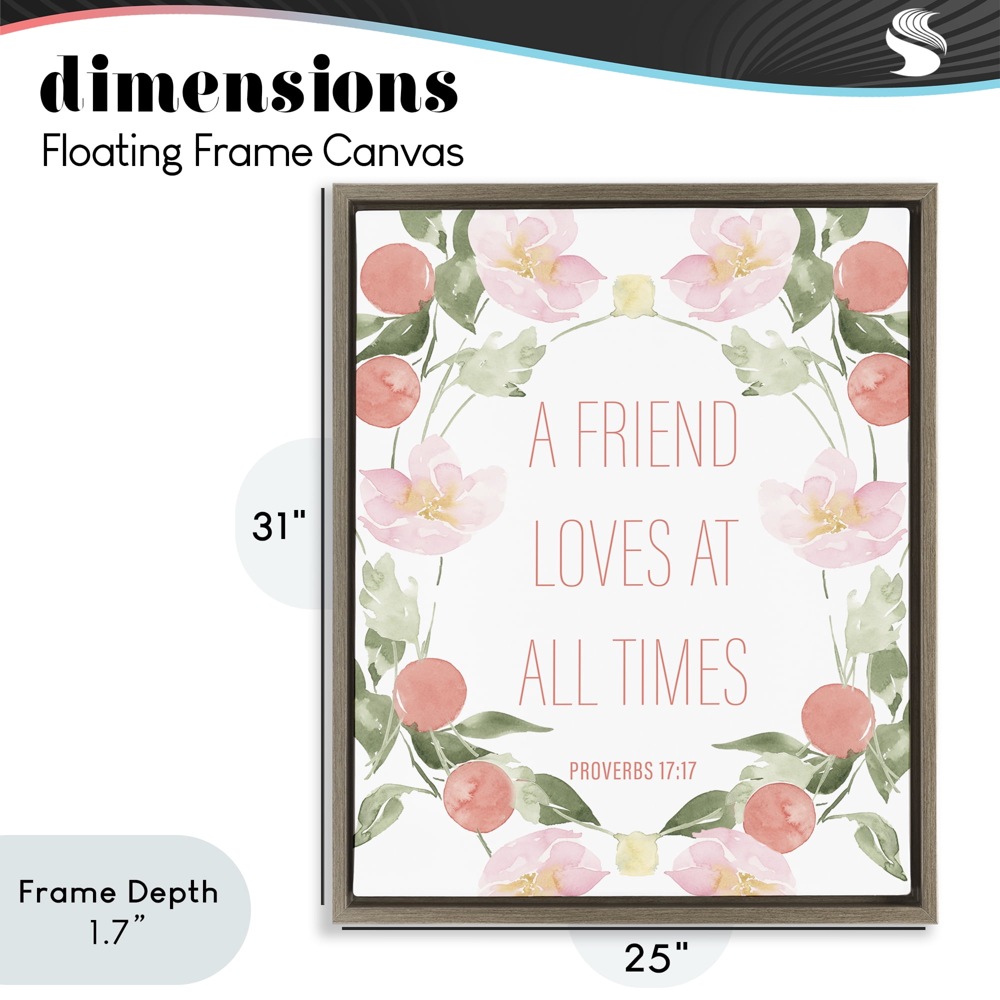 Stupell Industries A Friend Loves At All Times Brown Framed Floater Canvas Wall Art, design by Lucille Price