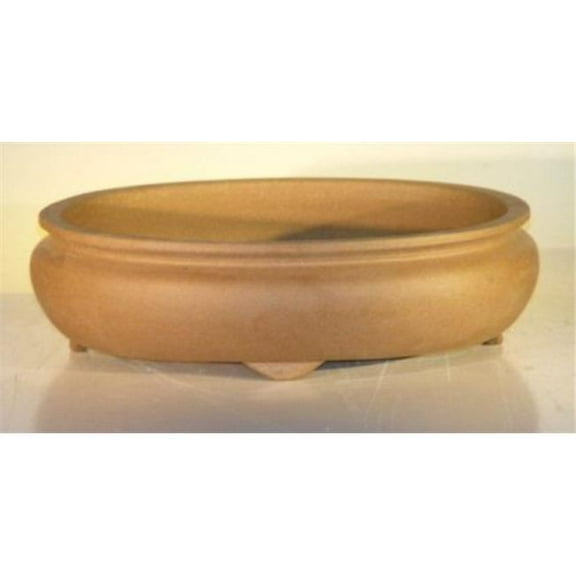 12 x 9.625 x 3.5 in. Tan Unglazed Ceramic Bonsai Pot, Oval