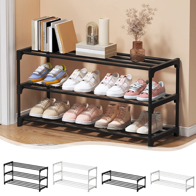 Sentmoon Shoes Rack Shoe Rack Organizer Shoe Rack Shoe Rack Storage Organizer with 2 Tiers Metal Shelves for Bedroom Closets Entry Dorm Room