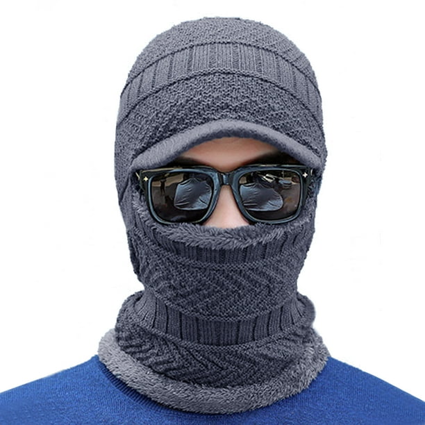 Visland Men Women Winter Stretchy Knitted Hat Neck Gaiter Full Face Cover Warm Balaclava One Size