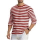 thumbnail image 5 of Ceisia Men's Spring Summer Casual Regular Fit Crew Neck Three-Quarter Sleeve T-Shirt Multi-Color Striped Cotton-Like Jersey Stretch Fabric Wine M Gifts, 5 of 6