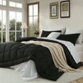 thumbnail image 6 of YEPCLUB 3-Piece Queen Size Comforter Set, Black Down Alternative Reversible Bedding Set, All-Season Quilted Soft Comforter with Pillowcases, 6 of 8