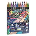 thumbnail image 2 of Glitter Effect Brush Markers Pens, 24 Colors Dual Tip Glitter Pens Set 12 Pack Metallic Sparkle Markers, Gel Pens for Coloring, DIY Crafts, Doodle, Trendy Stuff for Art Supplies, Painting, 2 of 7