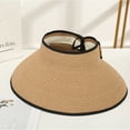 thumbnail image 4 of Sombreros de visera de ala ancha sombrero de playa de paja sombreros de cola de caballo para mujeres plegables, 4 of 5