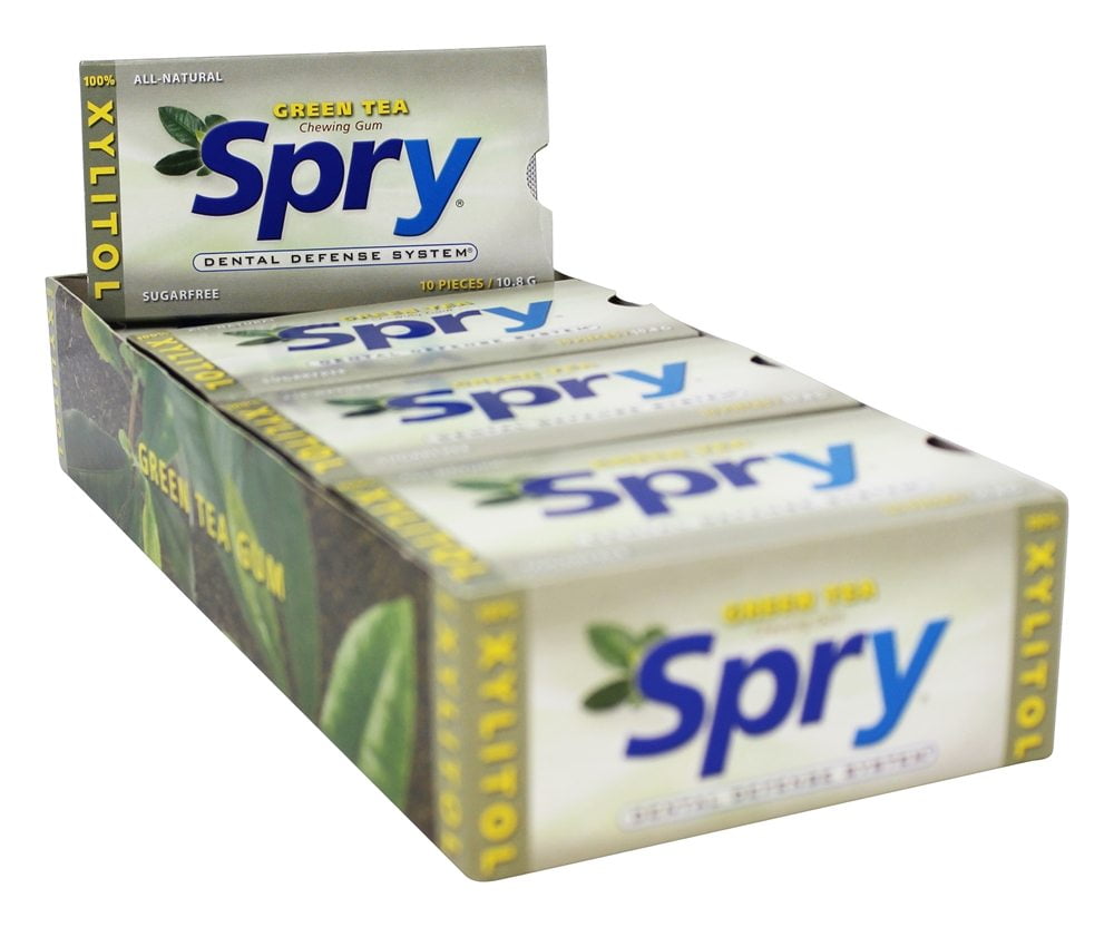 Spry Green Tea Gum Blister Pack Xlear 20 Packs Gum