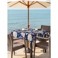 thumbnail image 3 of Outdoor Tablecloth with Umbrella Hole for Patio/Picnic/Party/Camping, Coastal Waterproof Table Cloth Square Cover Washable, Summer Nautical Ocean Floral Shell Starfish Blue (60"x 60"), 3 of 8