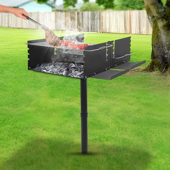Heavy Duty Charcoal Grill BBQ Park Style Cooking Patio Yard Party Single Pole 40*25.5*52.5in