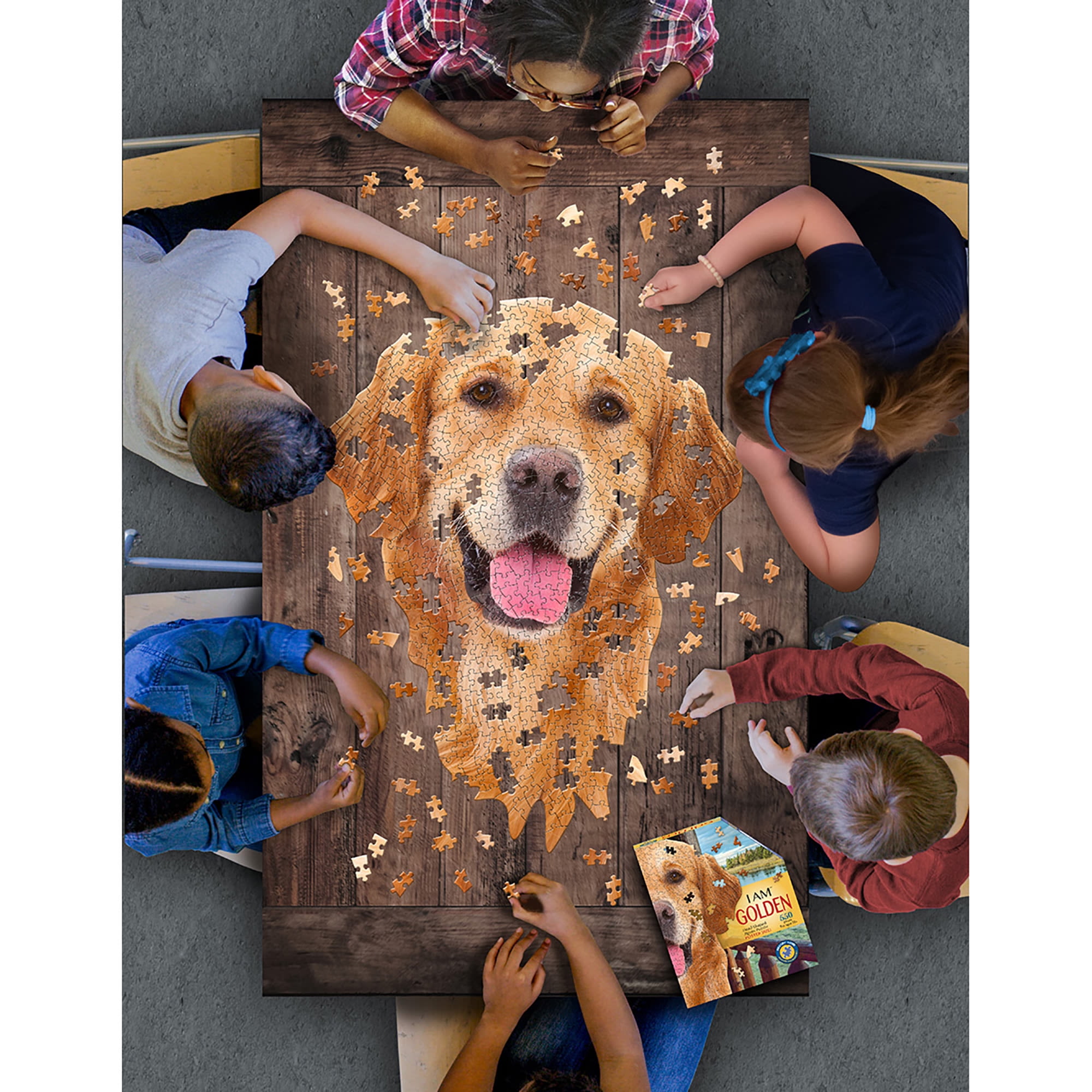 Madd Capp: I Am Golden - 550 Piece Puzzle - Dog Shaped Animal Jigsaw, 24 x 32" Assembled Size, Poster Reference, Educational Fun Fact Booklet