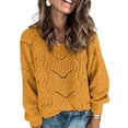 thumbnail image 1 of Asyoly Women Casual Crewneck Cable Knit Sweater Loose Bawting Long Sleeve Jumper Pullover, 1 of 5