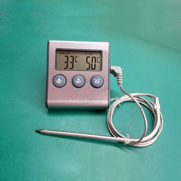 HONMEET Digital Oven Thermometer with Timer, Stainless Steel Probe for Accurate Cooking and Baking Temperature