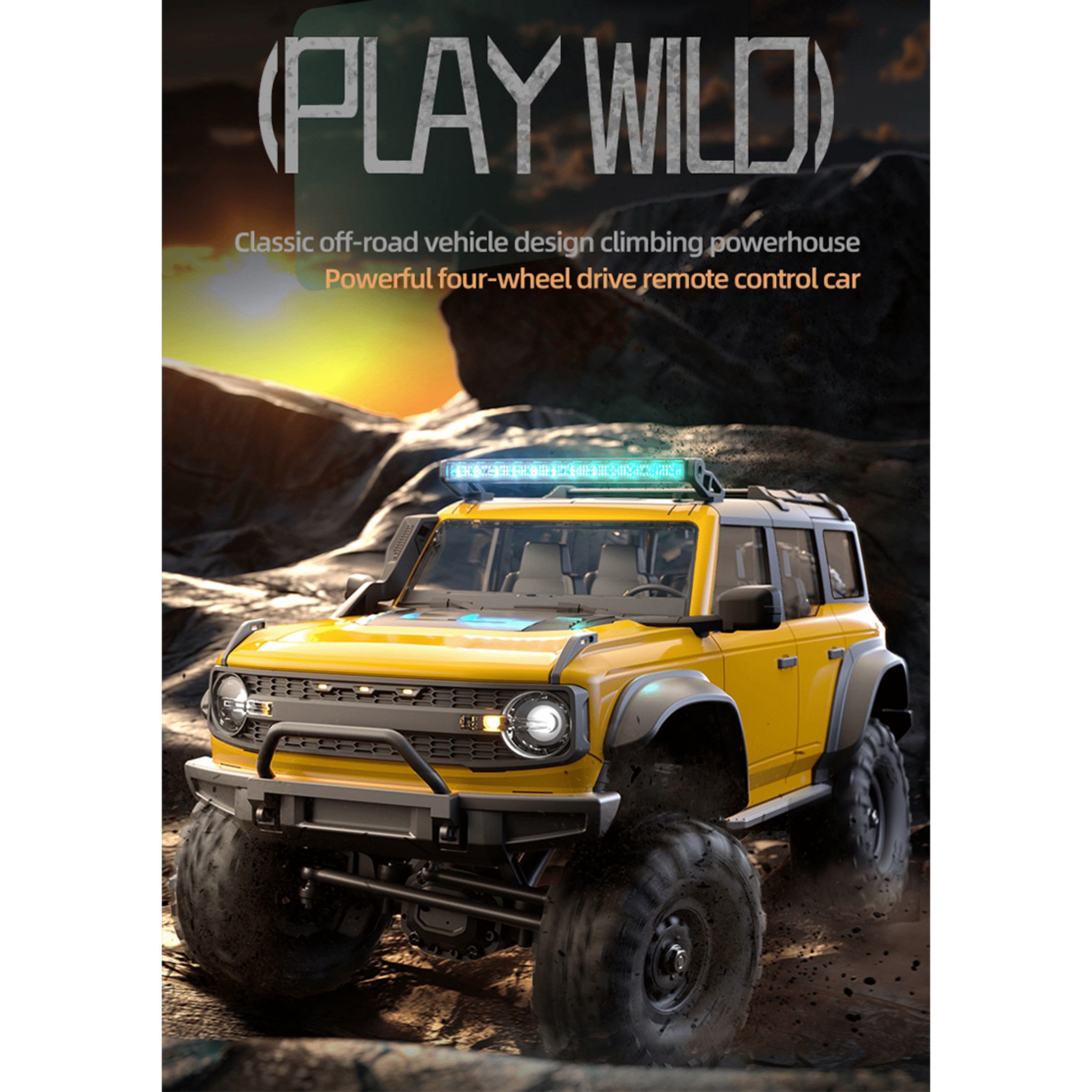 1/16 Scale RC Rock Crawler, 2.4GHz Full Proportional Off-Road Truck with 12 Lighting Effects & Metal Gear Servo, Climbing RC Car for Adults