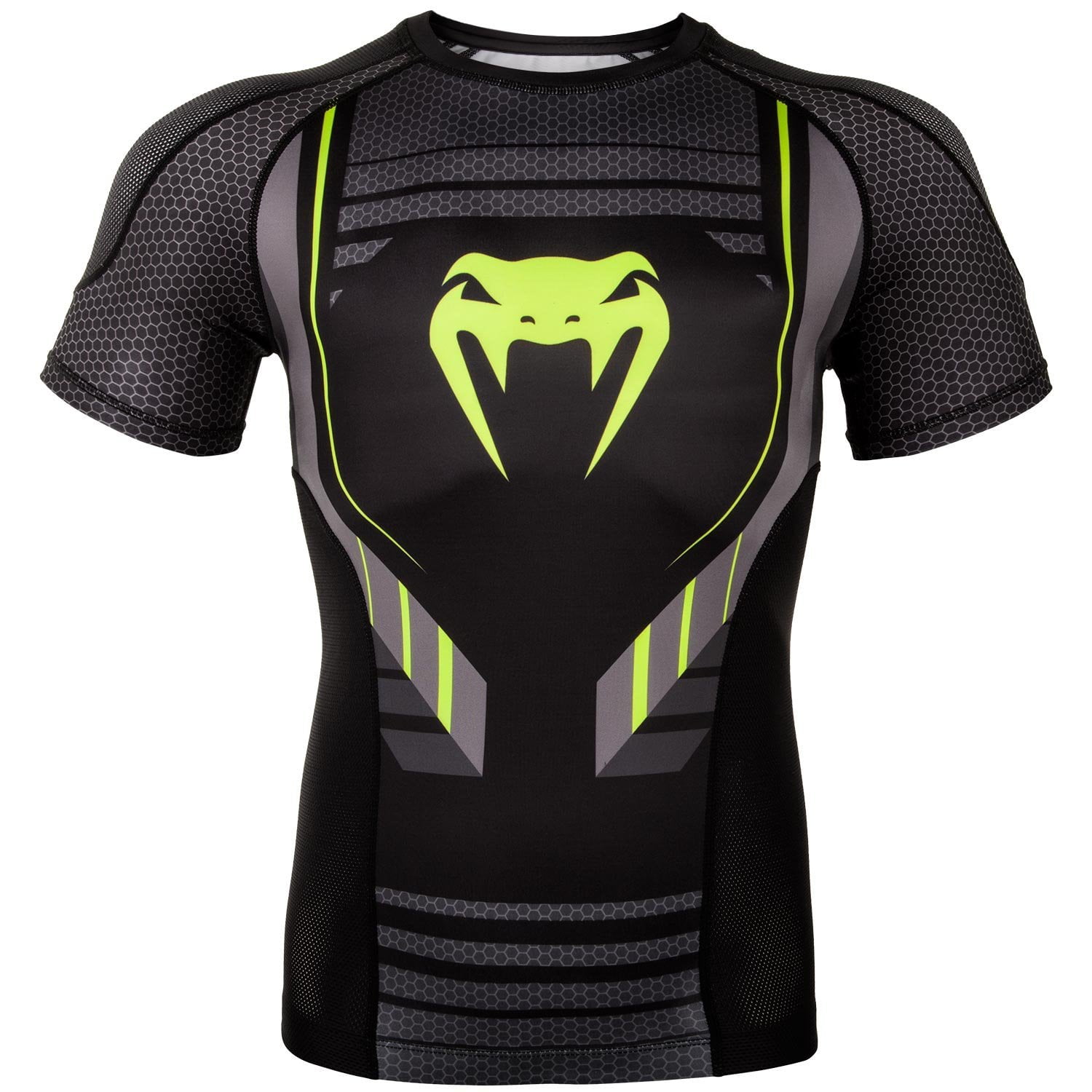 Venum Men's Technical 2.0 Short Sleeve Rash Guard MMA BJJ Black/Yellow