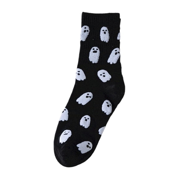 Yuanlong Women's Crew Socks Ghost Printed Spring And Summer Socks Soft Breathable Trendy Holiday Hosiery