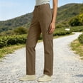 thumbnail image 6 of Inleife Women Solid Straight Leg Cargo Pants Zipper Button Closure Multi Pocket Outdoor Casual Utility Long Trousers, 6 of 6