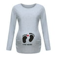 thumbnail image 2 of Women's Casual Maternity Shirts Long Sleeve Soft and Comfy Pregnancy Tee Tops Side Split Maternity Clothes Gray M, 2 of 3