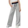 thumbnail image 1 of BLVB Teen Girls Sweatpants Wide Leg Elastic Waist Drawstring Lounge Pants Athletic Trousers with Pockets Size 3-15, 1 of 7