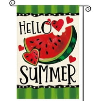 Hello Summer Watermelon Welcome Garden Flag 28x40"Inch Double Sided, Cute Fruit Farmhouse Burlap Small Yard Flag Summer Seasonal Holiday Outdoor Outside Decoration
