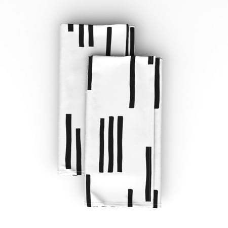 

Linen Cotton Canvas Dinner Napkins (Set of 2) - Black Stripes White Minimalist Monochrome Farmhouse Abstract Geometric Print Cloth Dinner Napkins by Spoonflower