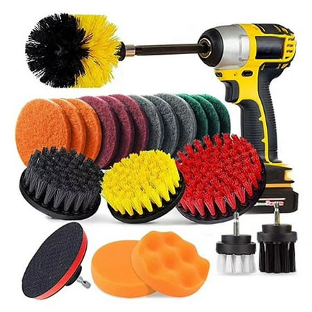 

With Metal Shaft Drill Brush Attachment Set Cleaning Tools Power Scrubber Floor