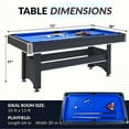 thumbnail image 2 of Aukfa 6 ft Pool Table, 2 in 1 Billiard Table with Ping Pong Table - Includes Billiard Balls, Cues, Paddles, Brush & More, Blue, 2 of 8