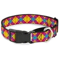 thumbnail image 1 of Buckle-Down MGC-W33008-L Diamond Plaid Orange Yellow with Blue Purple Fuchsia Martingale Dog Collar, 1 of 1