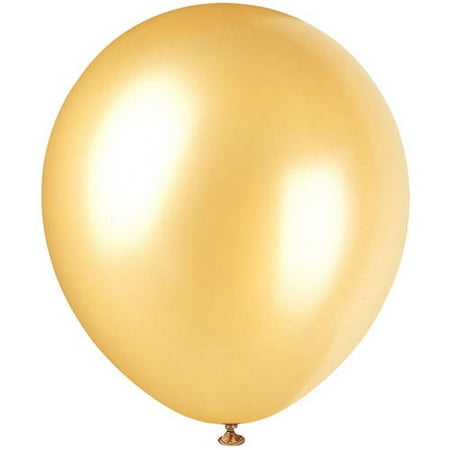 Pearlized Latex Balloons, 12 in, Gold, 72ct