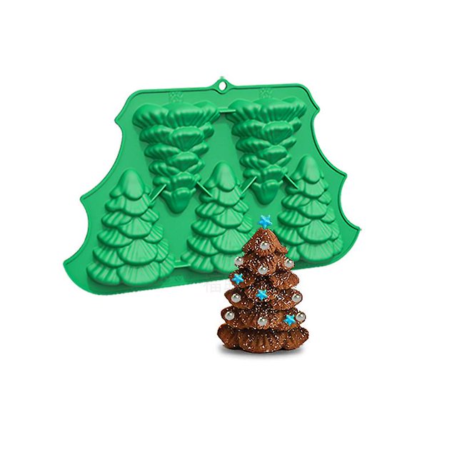 Moldes de silicona para chocolate navideño, moldes para hornear gelatina y dulces, regalos de Papá Noel, muñeco de nieve y árbol de Navidad, 5 árboles de Navidad