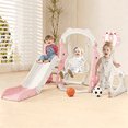 thumbnail image 2 of YUFU 6-in-1 Toddler Slide and Swing Set for Kids Ages 1+, Indoor Outdoor Playground with Football, Basketball Hoop and Ring Toss, Baby Climber Playset for Backyard, 2 of 12