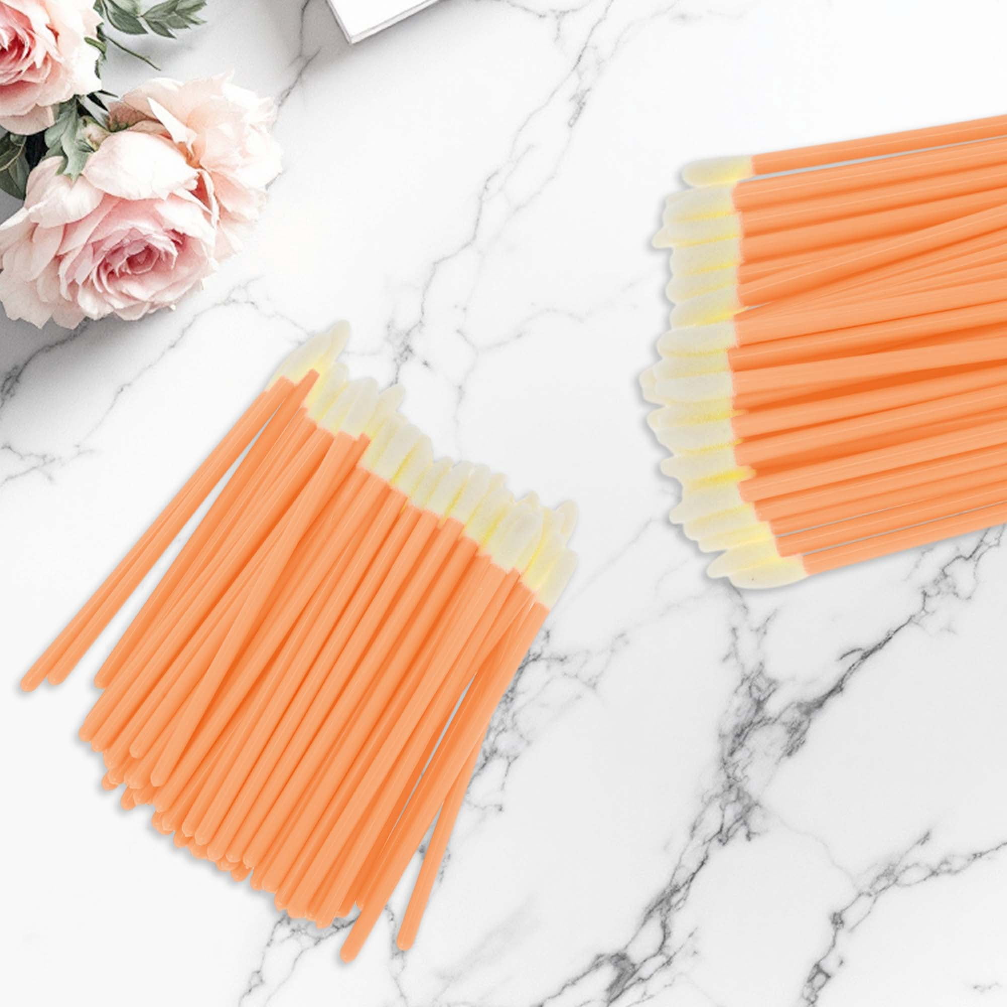 Unique Bargains 50 Pcs Disposable Solid Rod Lip Brush for Daily Makeup Application Orange