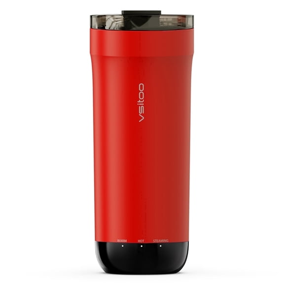 Vsitoo S5 16oz Heated Travel Mug, Auto-Sensing AI Temperature Control with Car Charger, Red