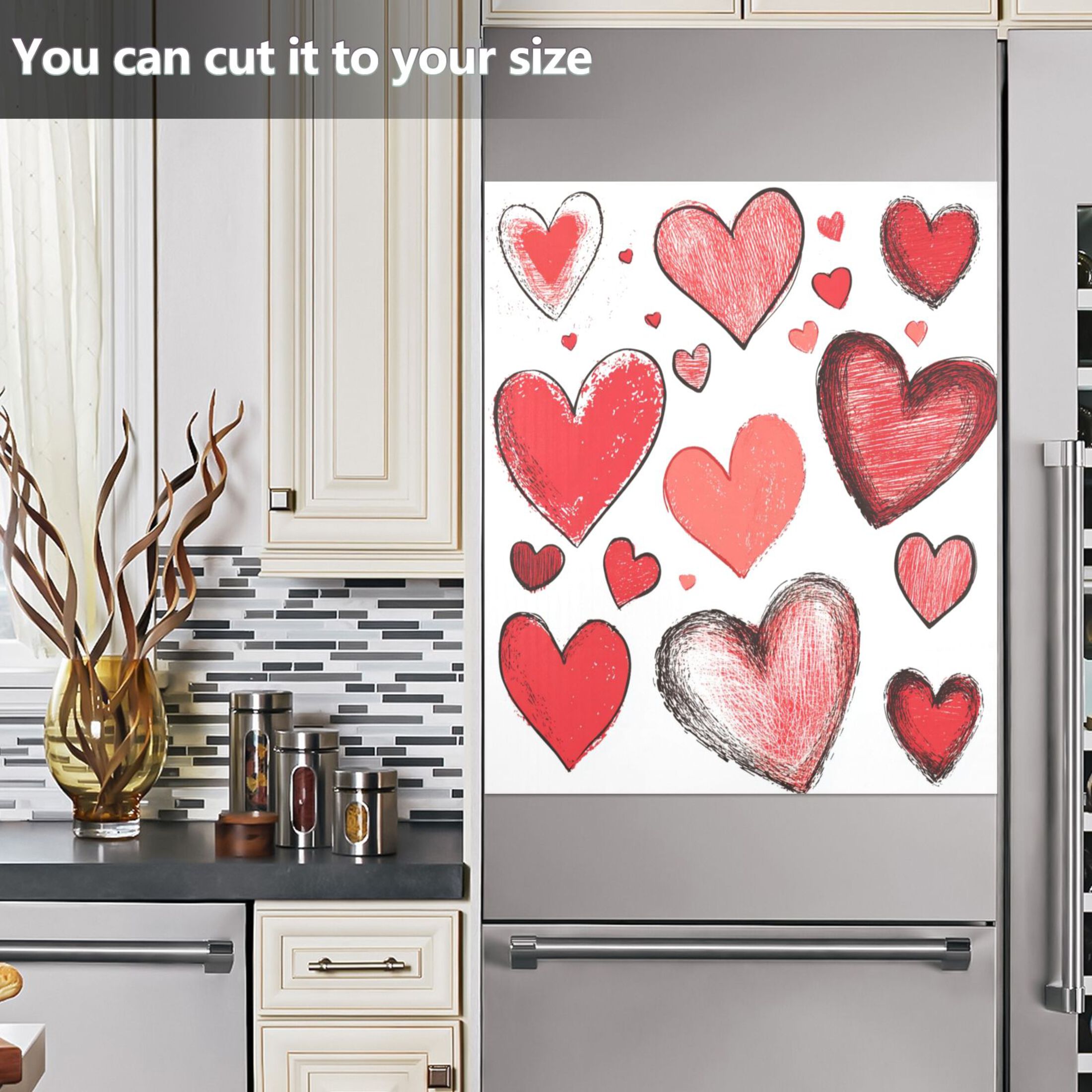 Dishwasher Magnetic Sticker 23x26 Inch Refrigerator Magnetic Sticker Washing Machine Magnetic Sticker Kitchen Panel Magnetic Sticker Home Decor Beautiful Lines Red Love