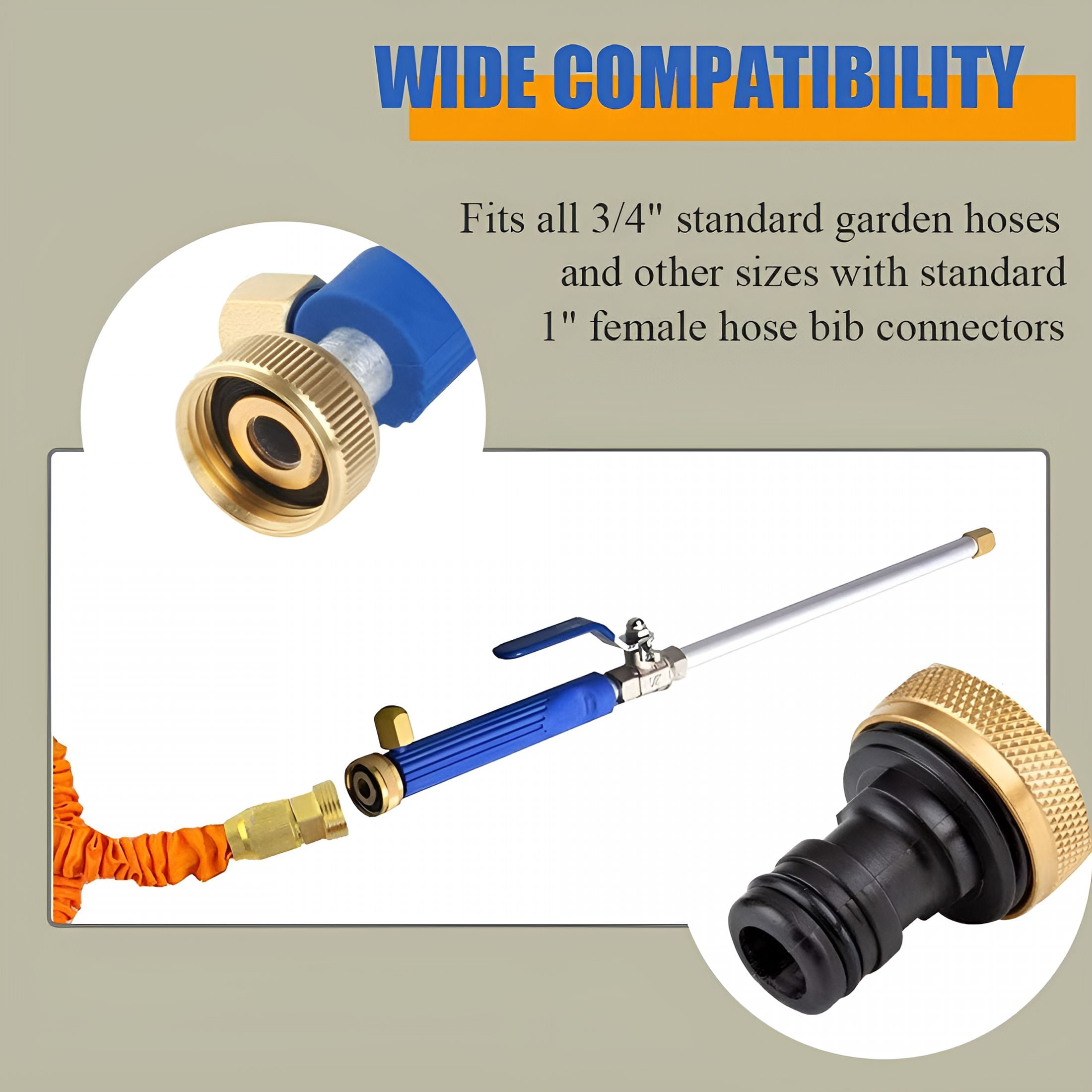 CURYMAY High Pressure Power Washer Wand for Garden Hose with Jet Nozzle and Fan Nozzle Hydro Jet Power Sprayer for Car Washing Or Garden Cleaning Made of Durable Metal