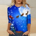 thumbnail image 2 of Camisas Navideñas Para Mujer Tops de Cuello Redondo Blusa Informal Suelta Con Manga 3/4 Y Estampado Navideño Odeerbi  ODB197917, 2 of 5