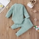 thumbnail image 3 of Body Para Bebé, Conjunto De Canastilla, Monos Para Niños Pequeños, Niñas Recién Nacidas, Niños, Pantalones Elásticos Sólidos Acanalados, Conjunto De Trajes, Verde Menta Odeerbi  LM103-3052, 3 of 9