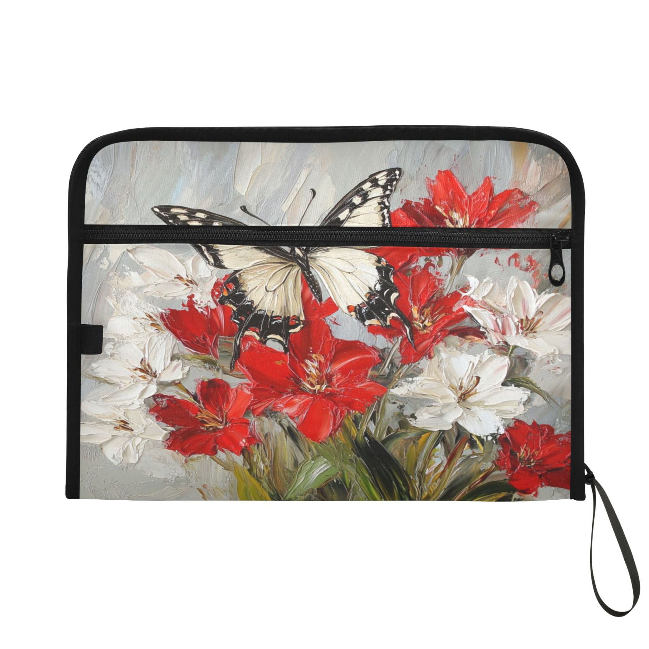WOBOGO Lily Butterfly Expanding File Folder Letter Size Accordion Filing Organizer 13 Pocket Separate Organ Pocket