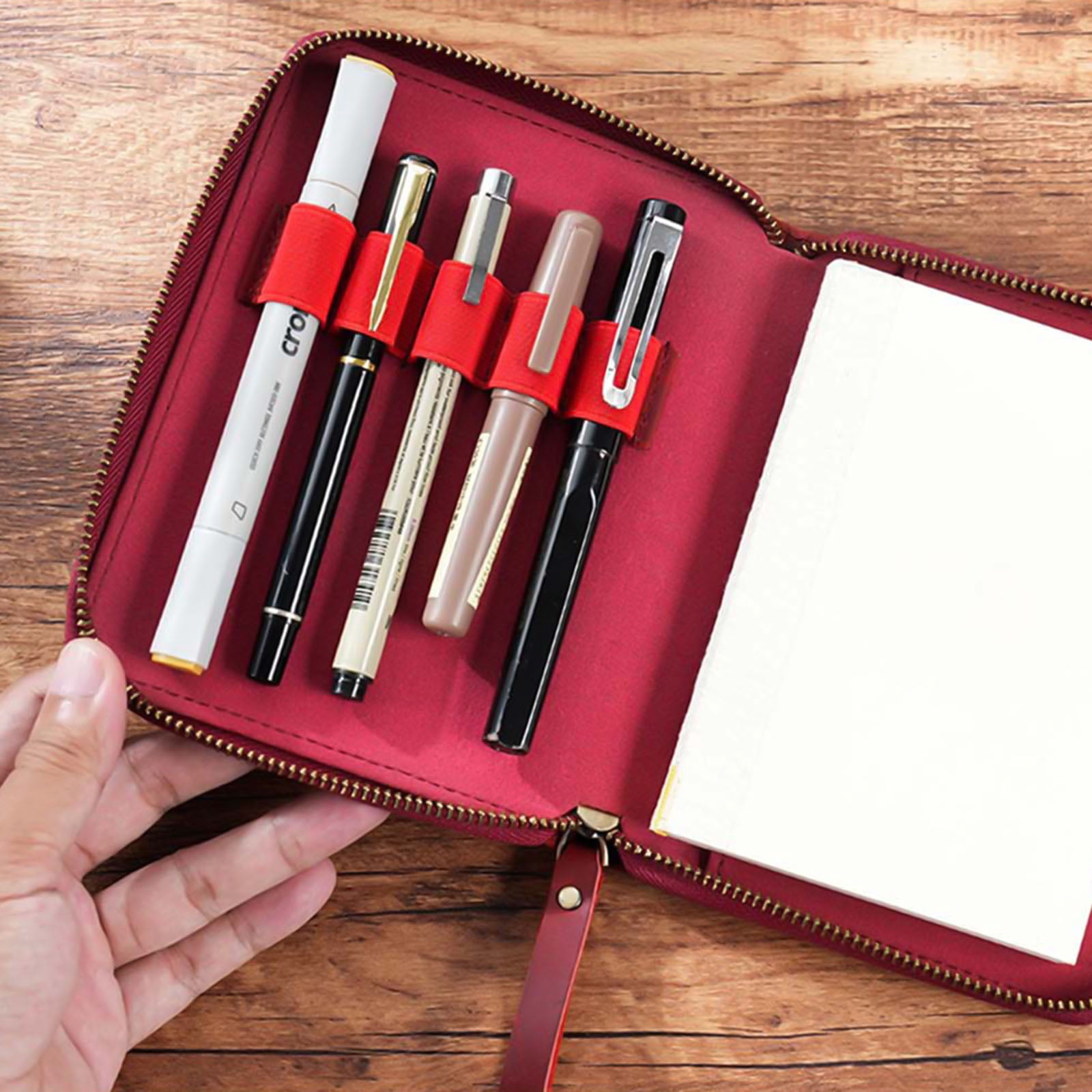 Zippered Leather Notebook Protector with Pen Slot for 3.5x5.5Inch Field Notes Handmade Journal Covers