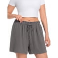 thumbnail image 4 of Cueply Women's Plus Size Shorts Casual Elastic Waist Ruffle Belted Shorts Adjustable Tie Knot Short for Women with Pockets, 4 of 6