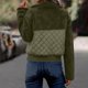 thumbnail image 4 of AUNVITO Women's Fleece Jacket Notched Collar Zippered Long Sleeve Casual and Cozy Outerwear, 4 of 7