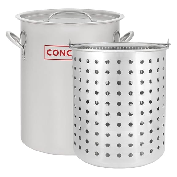 42 QT Stainless Steel Stock Pot w/Basket. Heavy Kettle. Cookware for Boiling (42)