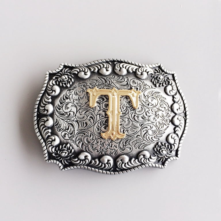 Initial Letter T Cowboy Cowgirl Western Belt Buckle  display picture 3