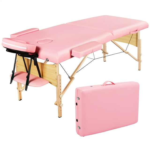 Yaheetech Portable Folding Massage Table with Face Cradle Armrests Hand
