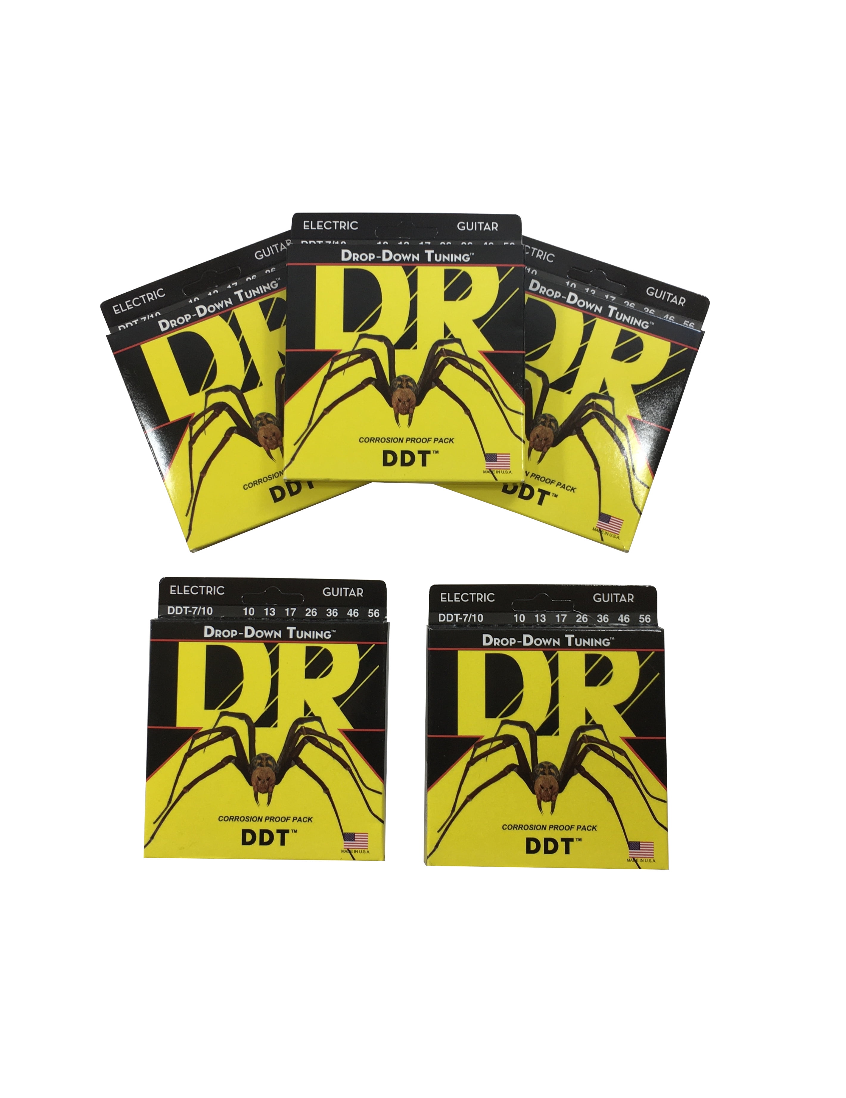 DR Guitar Strings Electric 5-Packs DDT 7-String Drop Down Tuning 10-56