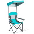 thumbnail image 3 of Gymax Chaise Pliante Parasol Chaise de Camping Extérieur W / Auvent Sac de Transport Turquoise, 3 of 10