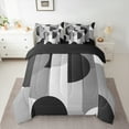 thumbnail image 2 of Castle Fairy Abstract Geometric 7 Pieces Bedding Comforter Set for Women Men,Black Grey Full Bedding Set Lightweight,Vintage Aesthetic Fitted Sheet Flat Sheet,Ultra Soft Home Decor, 2 of 8