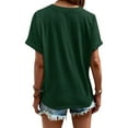 thumbnail image 5 of Franhais Women T-shirt, V-neck Short Sleeve Button Closure Solid Loose Summer Blouse Tops for Casual Daily, 5 of 6