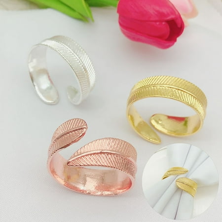 

6Pcs Rolling Leaves Shape Towel Napkin Ring Wedding Dinner Party Table Ornament Red Metal