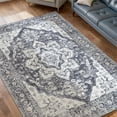 thumbnail image 4 of Toyoso 8x10 Large Persian Carpet - Vintage Charcoal & Slate Silicone Rug, 0.25" Low Pile Machine Washable Non-Slip Floor Cover for Dining Room, Pet Friendly Durable Artistic Indoor Rug, 4 of 9